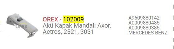 AKU KAPAK MANDALI AXOR ACTROS ATEGO 000 988 0385-0485 960 988 0142